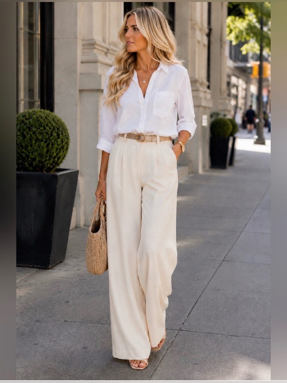 Cloth & Stone Anthropology White High Low Raw Hem Button Down Shirt Size Medium